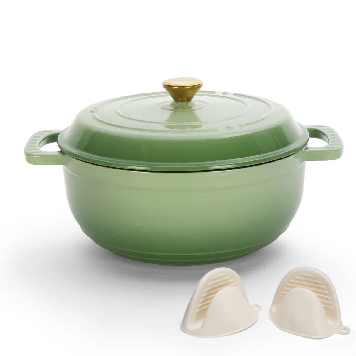 6 qt. Cast Iron Round Dutch Oven in Green With Lid