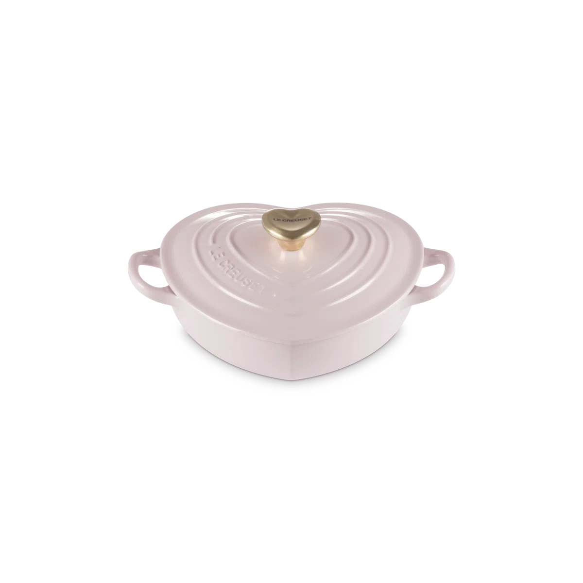 Enameled Cast Iron Traditional Heart Dish With Heart Knob, 1.25 Qt. - Chiffon Pink