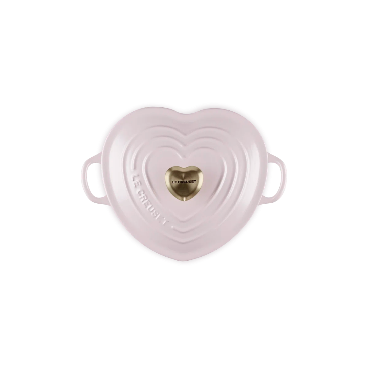 Enameled Cast Iron Traditional Heart Dish With Heart Knob, 1.25 Qt. - Chiffon Pink