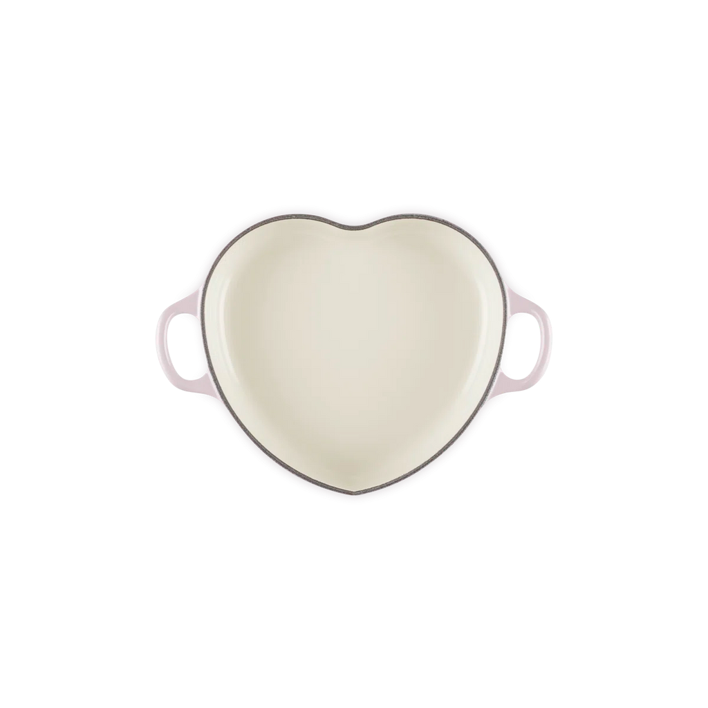 Enameled Cast Iron Traditional Heart Dish With Heart Knob, 1.25 Qt. - Chiffon Pink
