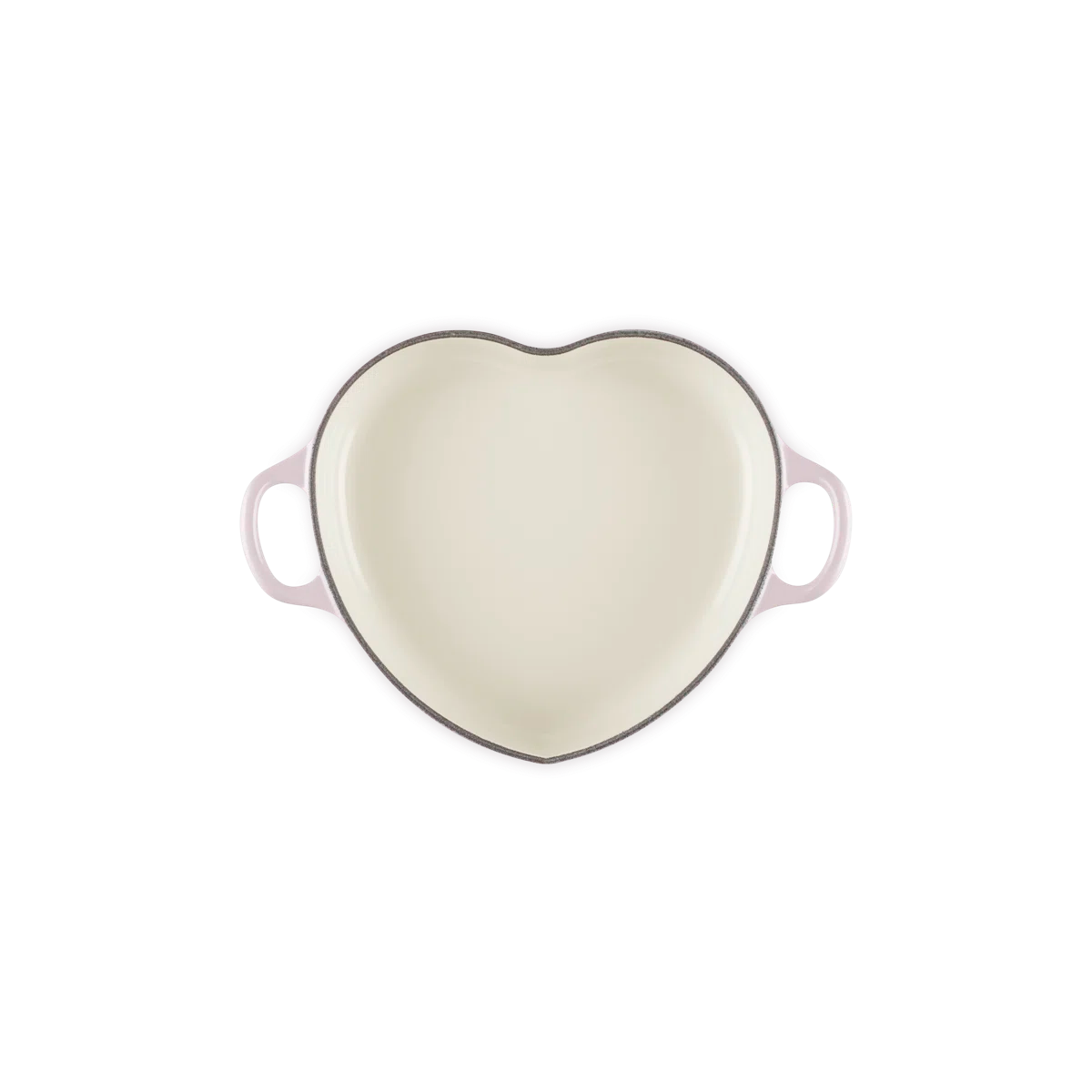 Enameled Cast Iron Traditional Heart Dish With Heart Knob, 1.25 Qt. - Chiffon Pink