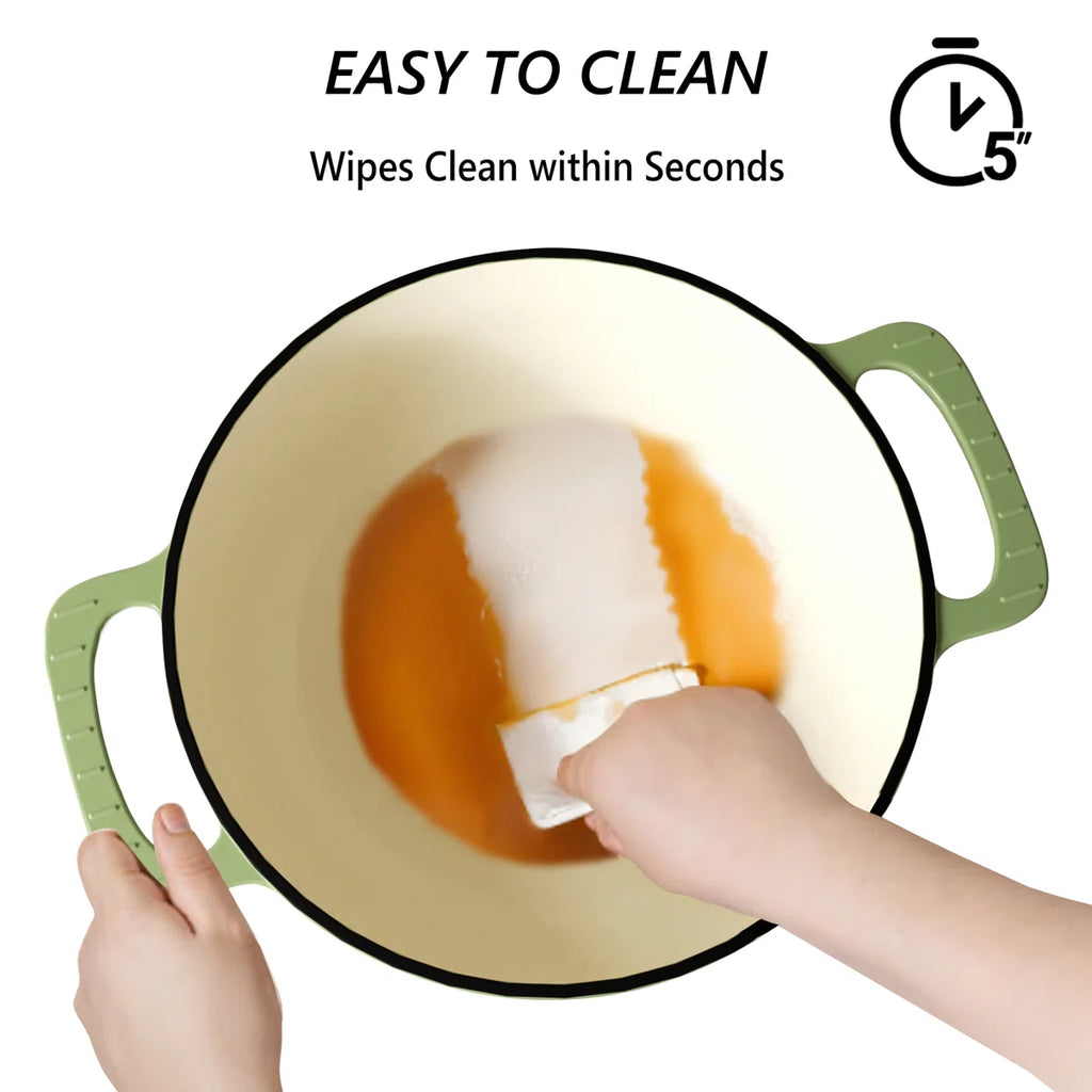 6 qt. Cast Iron Round Dutch Oven in Green With Lid